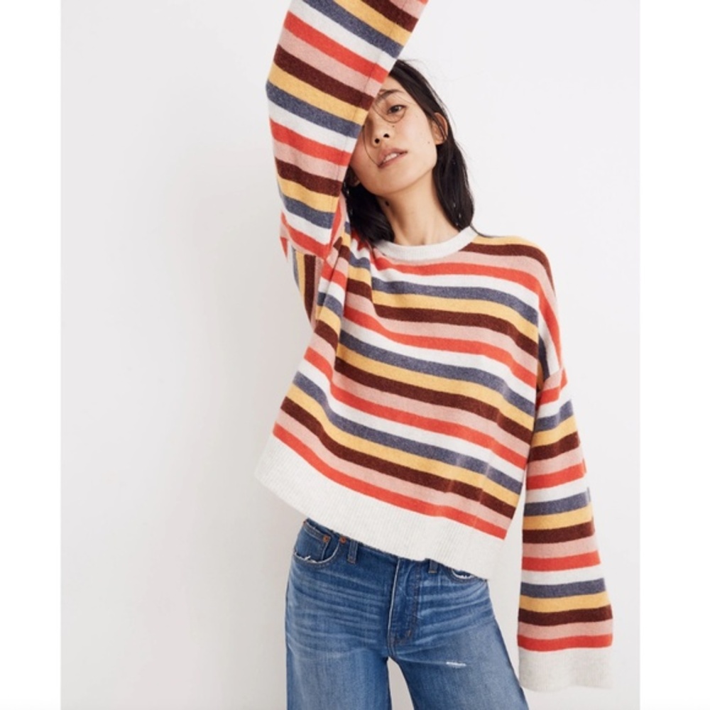 Madewell Multicolor Striped Crew Neck Sweater